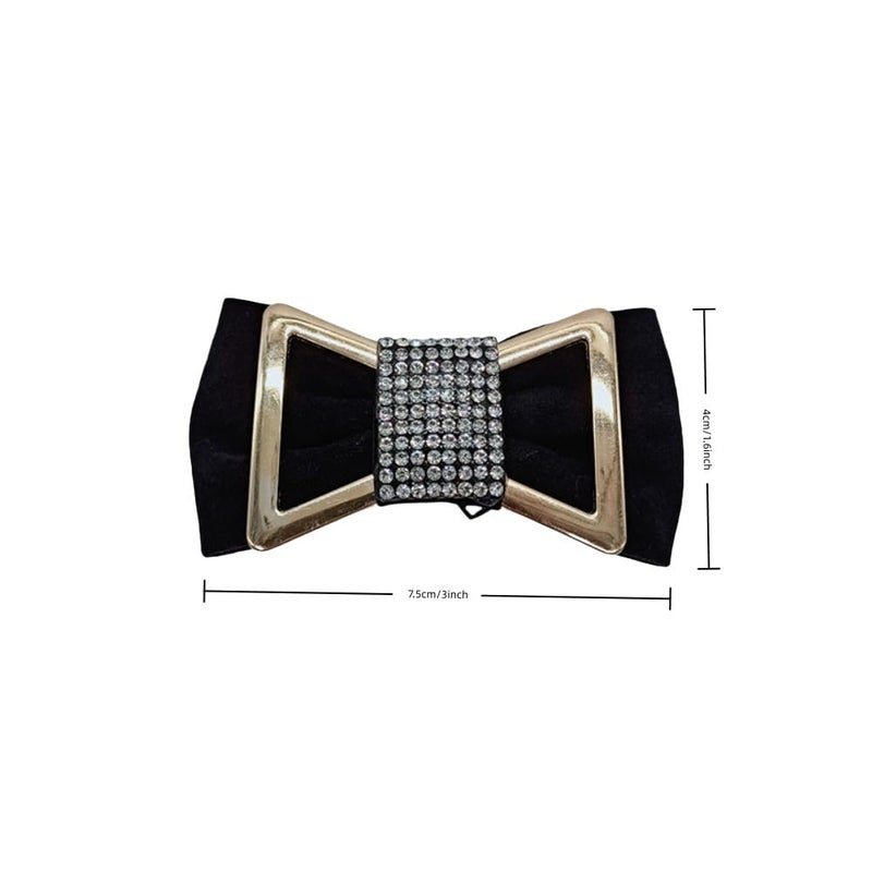 Douqu A Pair Korean Black Velvet Rhinestone Bow Shoe Decoration Charms Wedding Bridal Shoe Clips for Women High Heel - Image 3